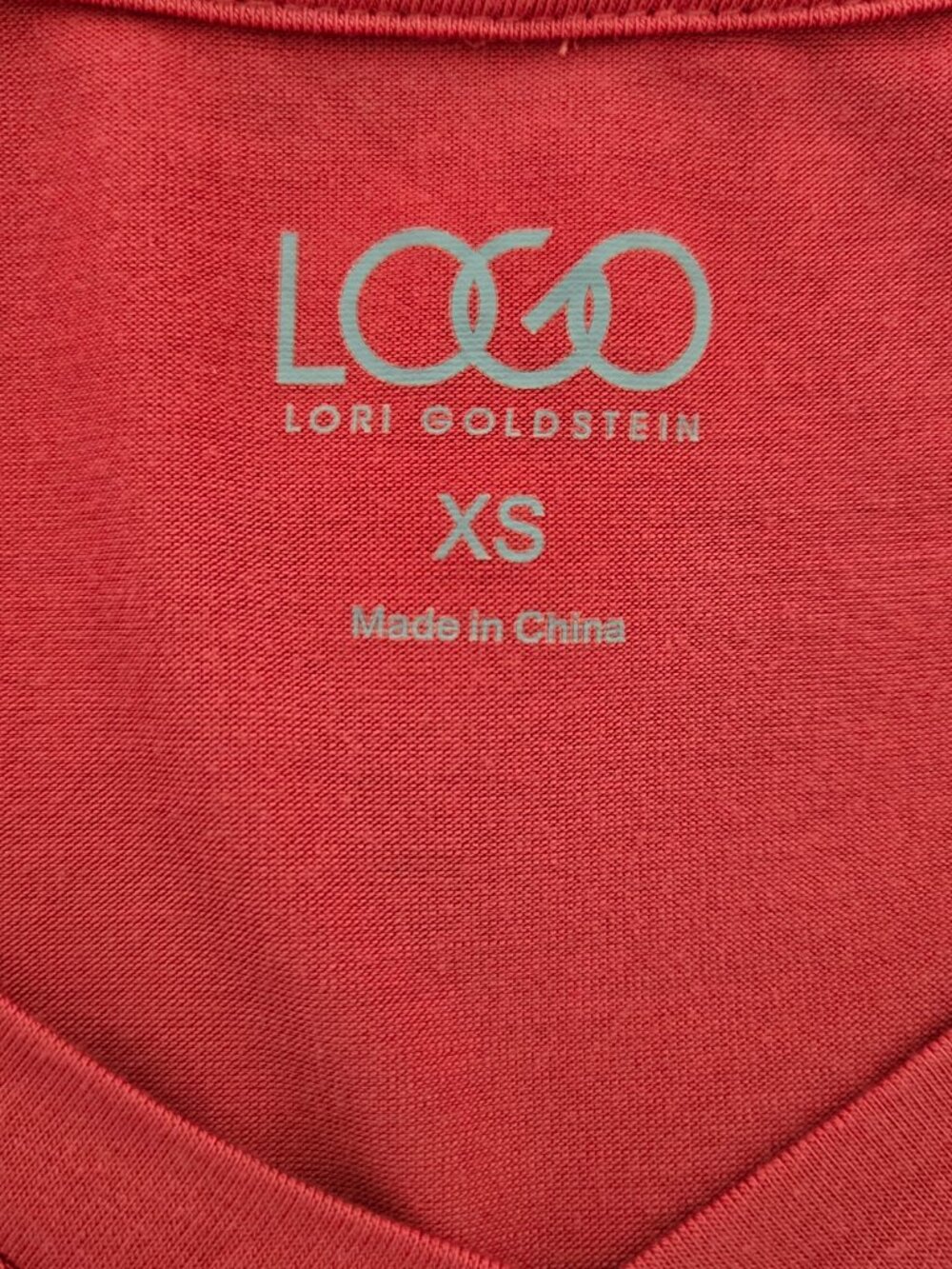 LOGO Lori Goldstein V-Neck Asymmetric Overlay Knit Top Blood Orange XS - Picture 8 of 13